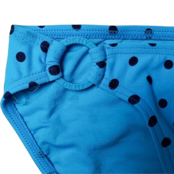DKNY Polka Dot Side Ring Bikini Bottom Blue Black Swimwear - Picture 2 of 4